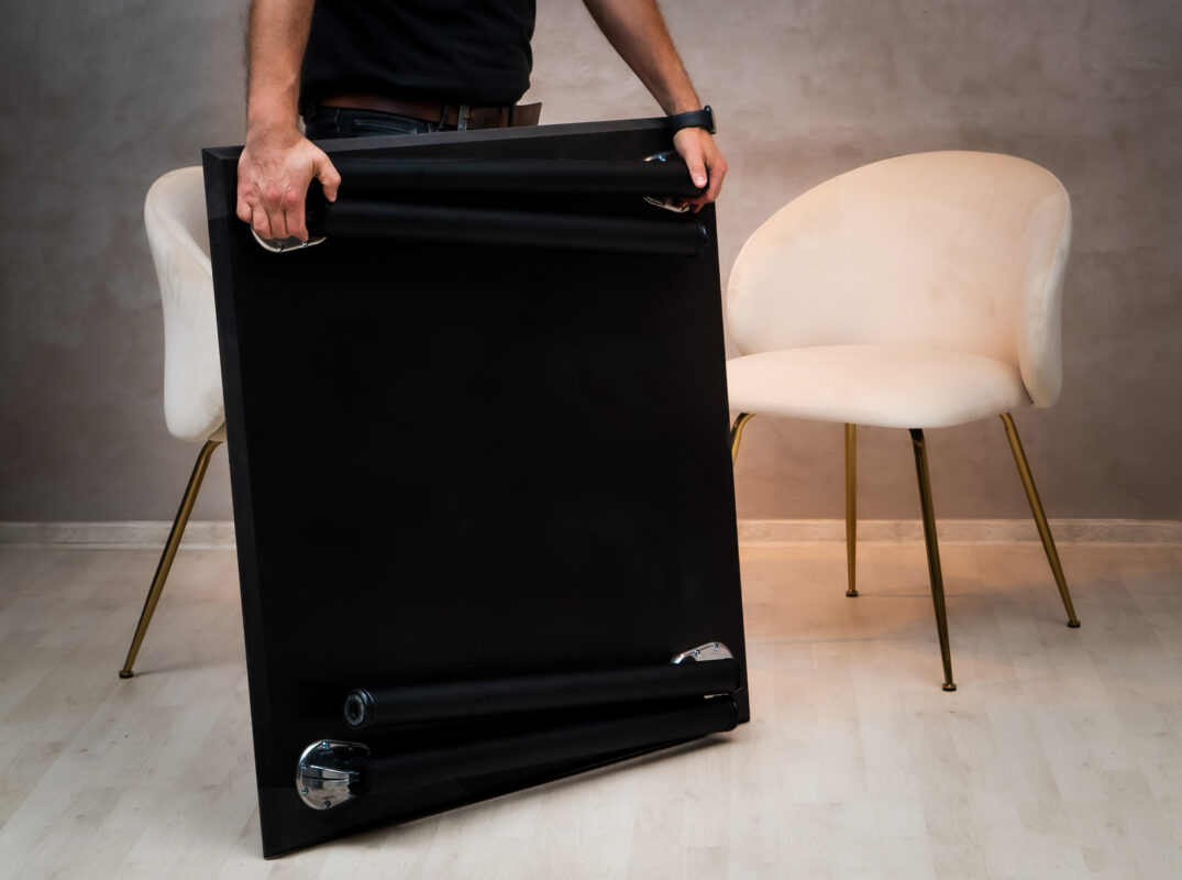 Masa cu picioare pliabile, 90x90, MDF Miez negru si HPL