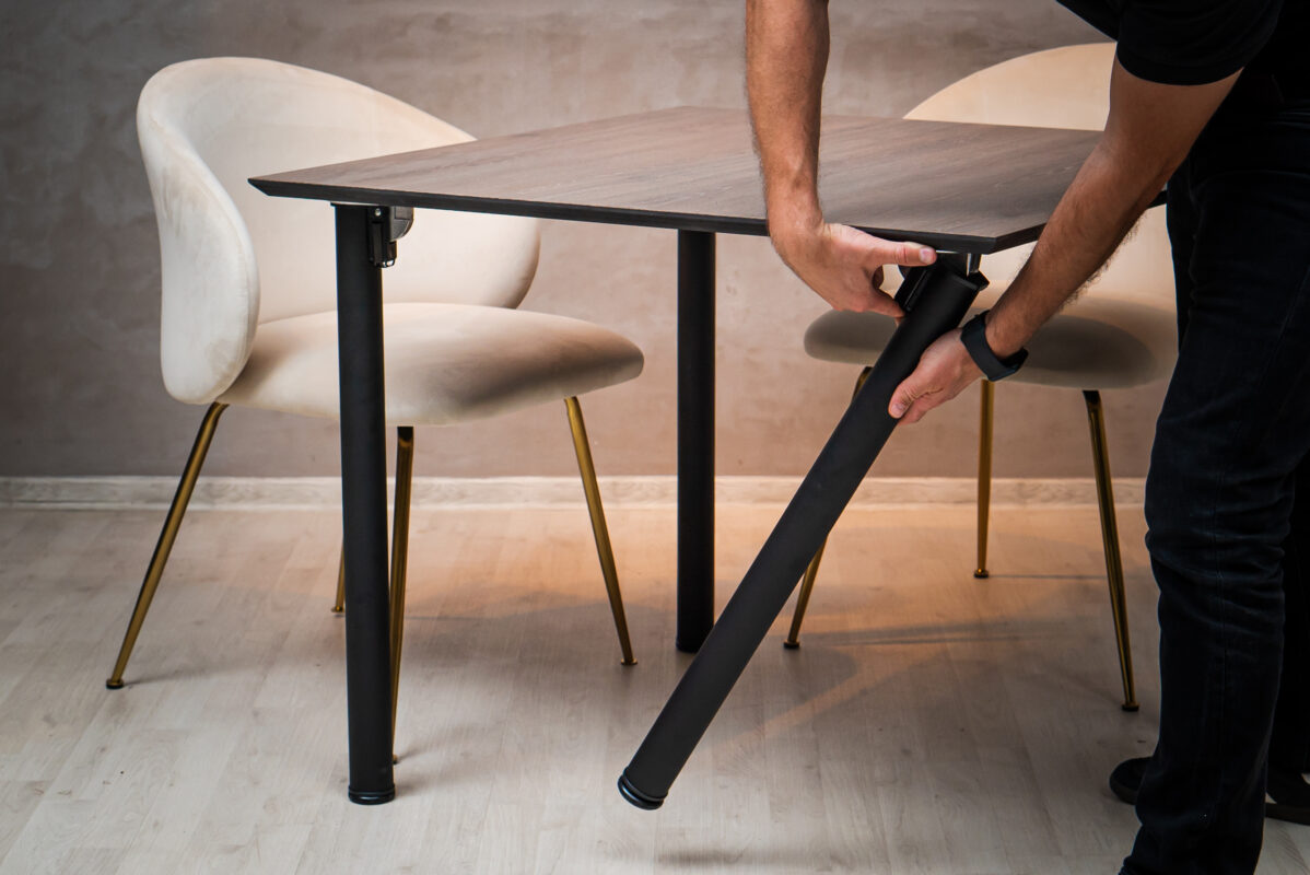 Masa cu picioare pliabile, 90x90, MDF Miez negru si HPL